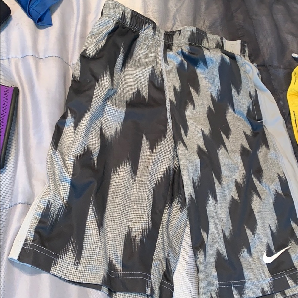 Grey and black Nike gym shorts